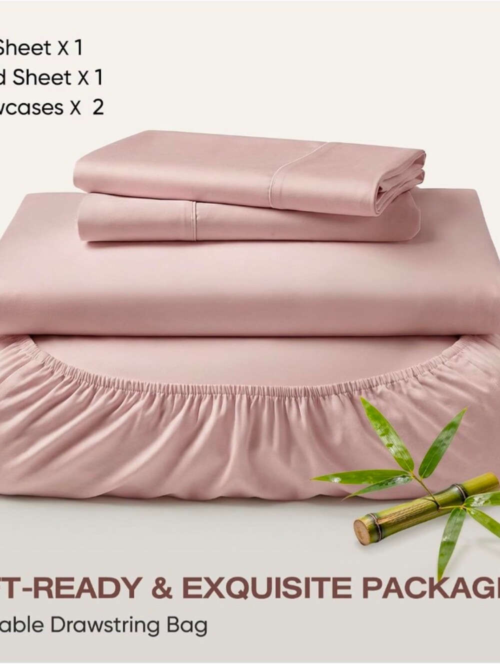 Sheets Set Queen Size - Naturally Cooling for Hot Sleepers In Blush Pink NIB - Picture 8 of 8
